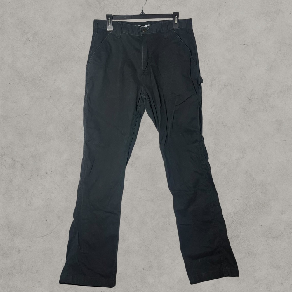 Carhartt Mens Black Canvas Work Pants Straight Leg Utility Carpenter 32x32